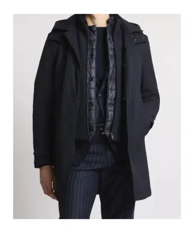 Fay Long Coat Jersey Hood Pockets In Blue