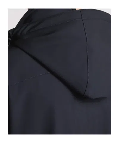 Fay Long Coat Jersey Hood Pockets In Blue