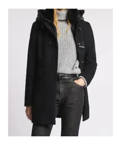 Fay Toggle Coat In Wool Cloth In Black