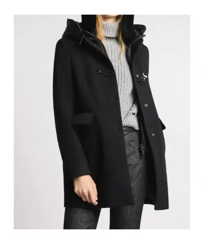 Fay Toggle Coat In Wool Cloth In Black