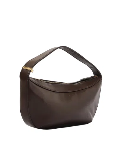 Staud Demy Leather Shoulder Bag With Adjustable Strap In Brown