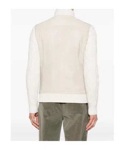 Barba Napoli Cable-knit Leather Jacket In Neutral