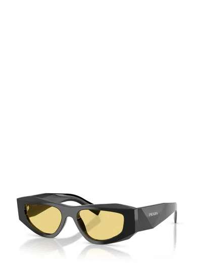 Prada 0pr B19s Angular Black Acetate Sunglasses In Black