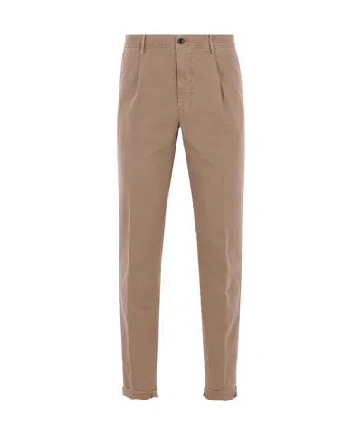 Incotex Tapered-fit Trousers In Stretch Cotton In Brown