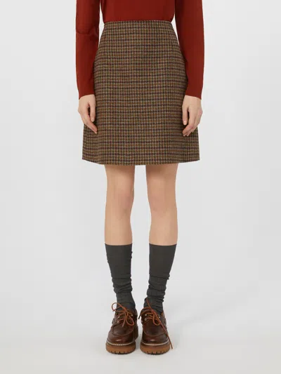 Weekend Max Mara Houndstooth Wool-blend Mini Skirt In Brown