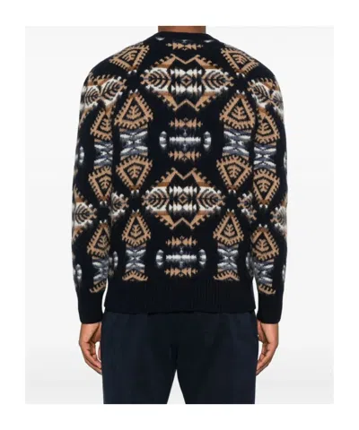 Altea Geometric-pattern Crewneck Knitted Jumper In Black