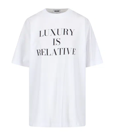 Moschino Graphic Print Relaxed Fit Short Sleeve Top In White