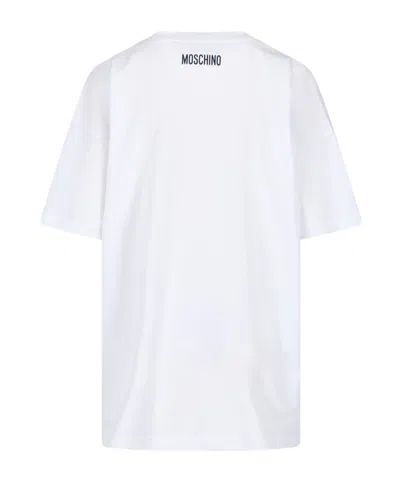 Moschino Graphic Print Relaxed Fit Short Sleeve Top In White