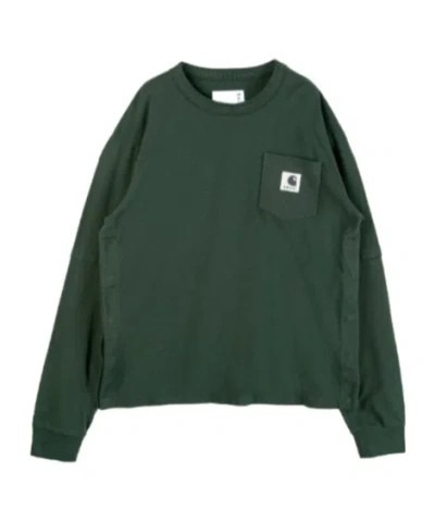 Sacai X Carhartt Wip Cotton Jersey T-shirt In Green