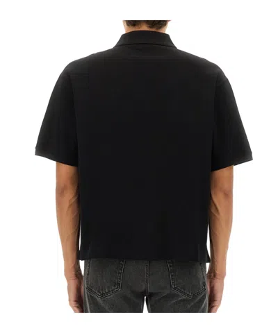Alexander Mcqueen Short Sleeve Polo Shirt With Embroidered Detail In Black