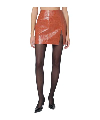 The Andamane High Waist Mini Skirt With Side Slit In Orange