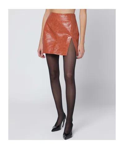 The Andamane High Waist Mini Skirt With Side Slit In Orange