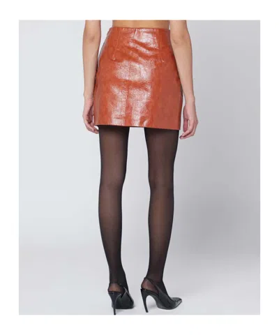 The Andamane High Waist Mini Skirt With Side Slit In Orange