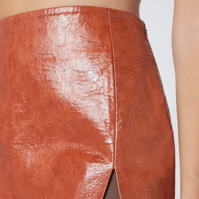 The Andamane High Waist Mini Skirt With Side Slit In Orange