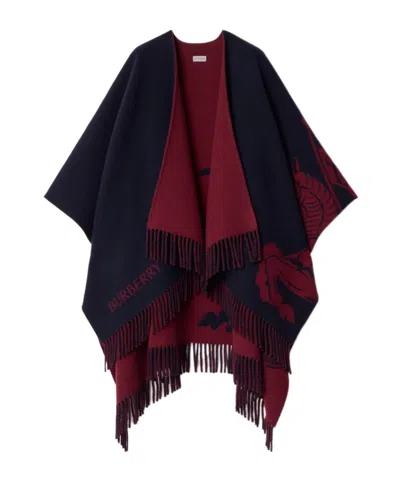 Burberry Wool-cashmere Ekd Reversible Cape In Multi