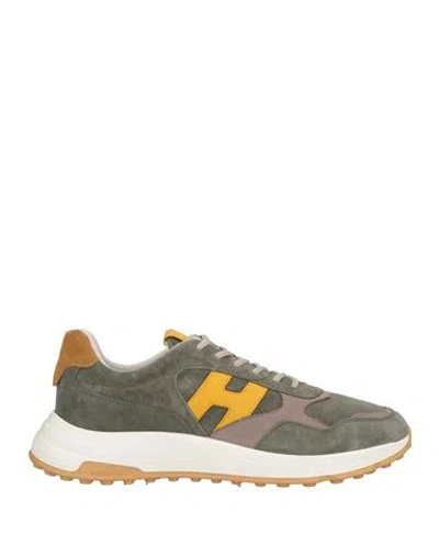 Hogan Hyperlight Suede Green H Yellow Sneakers In Gray