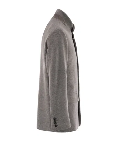 Fay Minimalist Sand Jacket With Unique Toggle Closure In Gray