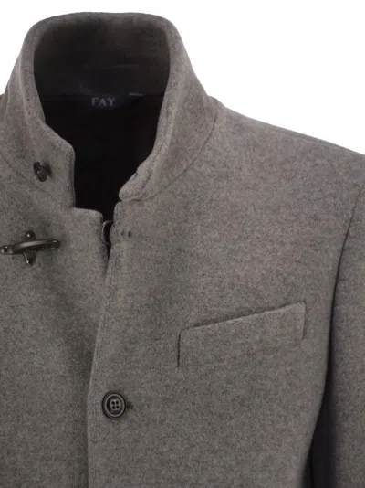 Fay Minimalist Sand Jacket With Unique Toggle Closure In Gray