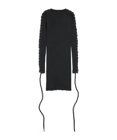 Balenciaga Women's Lace-up Long Sleeve Dress In Black In Black