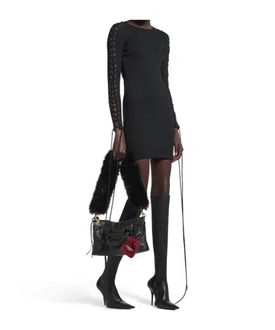 Balenciaga Women's Lace-up Long Sleeve Dress In Black In Black