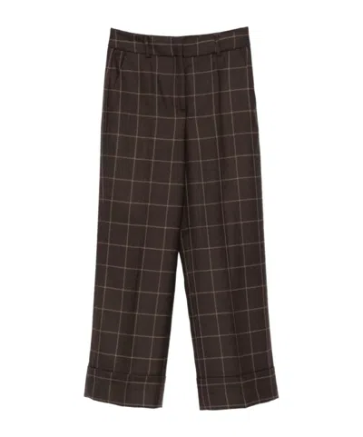 Incotex Wool Trousers Featuring Checked Design In Brown