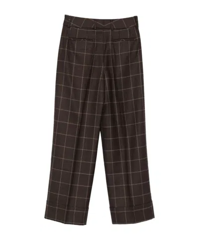 Incotex Wool Trousers Featuring Checked Design In Brown
