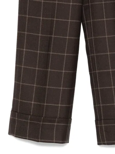 Incotex Wool Trousers Featuring Checked Design In Brown