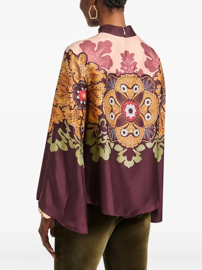 La Doublej La Double J Make An Exit Printed Silk Top In Multi