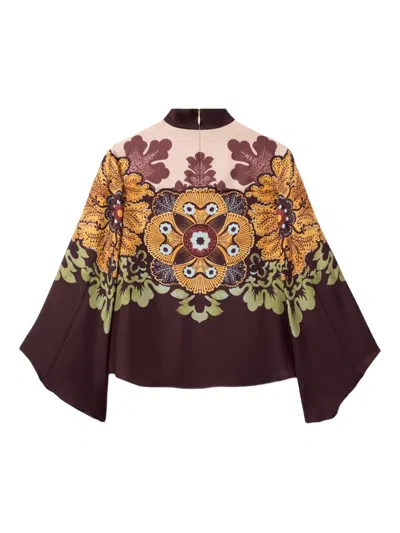 La Doublej La Double J Make An Exit Printed Silk Top In Multi