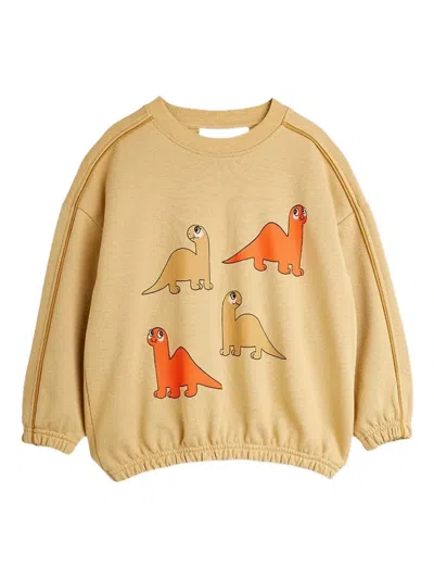 Mini Rodini Dinosaur-print Ruffled Sweatshirt In Neutral