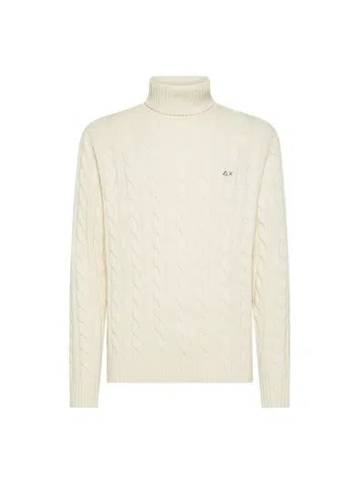 Sun 68 Cable-knit Turtleneck Sweater In White