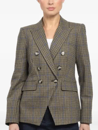 Veronica Beard Miller Dickey Double-breasted Check Blazer In Brown