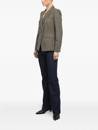 Veronica Beard Miller Dickey Double-breasted Check Blazer In Brown