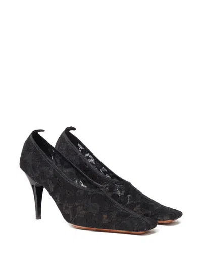 Stella Mccartney Square-toe Lace Stiletto Pumps In Black