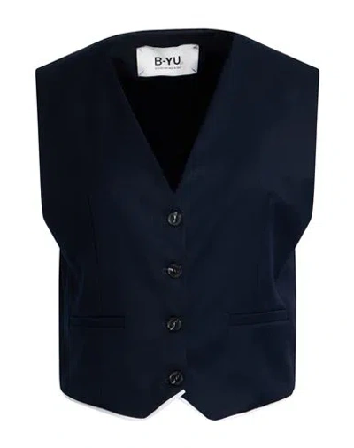 B.yu B. Yu Woman Tailored Vest Midnight Blue Size Xl Polyester, Viscose, Elastane In Blue