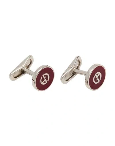 Giorgio Armani Man Cufflinks And Tie Clips Red Size - Silver, Enamel In Red