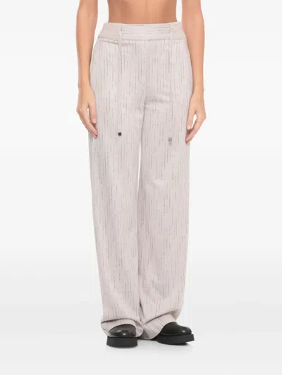 D Exterior Grey Wool Blend Pants In Neutral