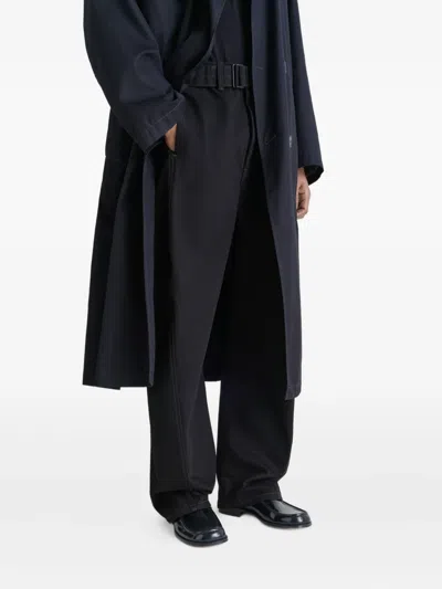 Lemaire Polished Black Calf Leather Loafers With Tonal Stitching In Black