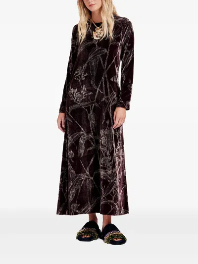 La Doublej Long-sleeve Bamboo-print Maxi Dress In Multi