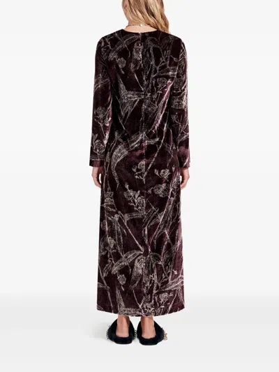 La Doublej Long-sleeve Bamboo-print Maxi Dress In Multi