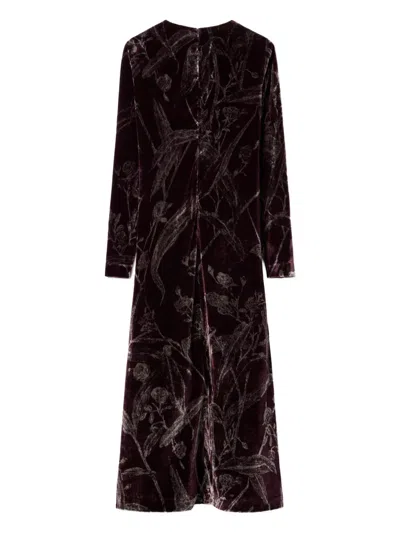 La Doublej Long-sleeve Bamboo-print Maxi Dress In Multi