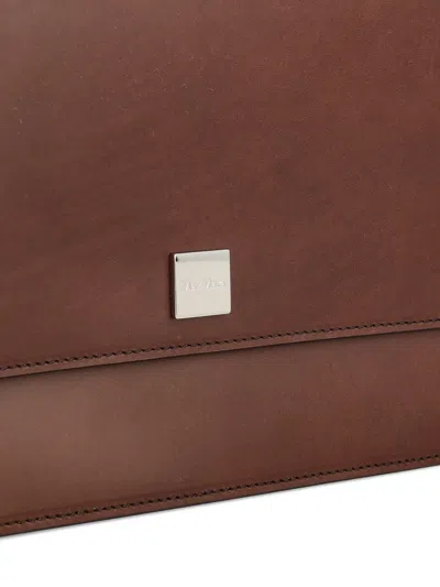 Max Mara Structured Shoulder Bag Top Handle Design In Brown