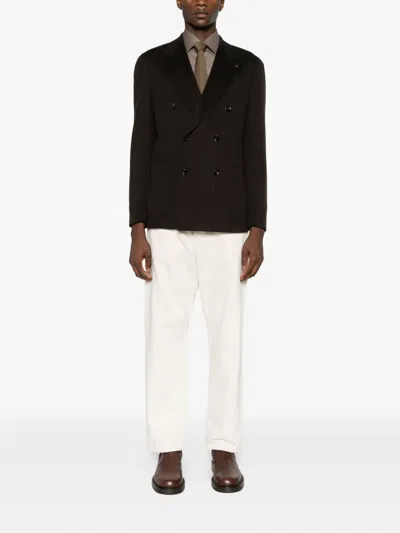 Tagliatore Long-sleeved Suit Jacket In Brown