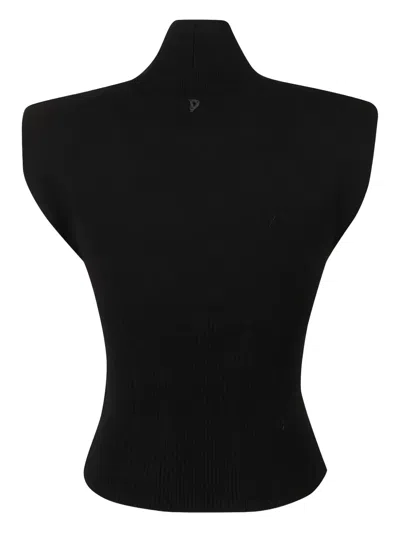 Dondup Ribbed Turtleneck Top In Black