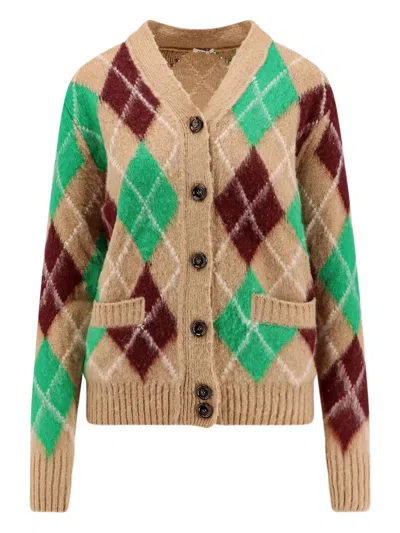 Aspesi Argyle-pattern Wool Cardigan In Multi