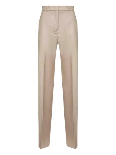 Max Mara Tailored Trousers With Belt Loops And Pockets In Neutral