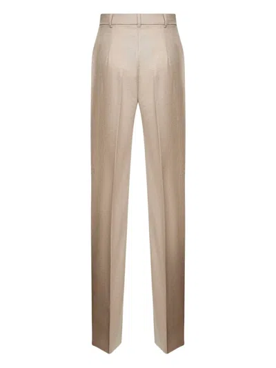 Max Mara Tailored Trousers With Belt Loops And Pockets In Neutral