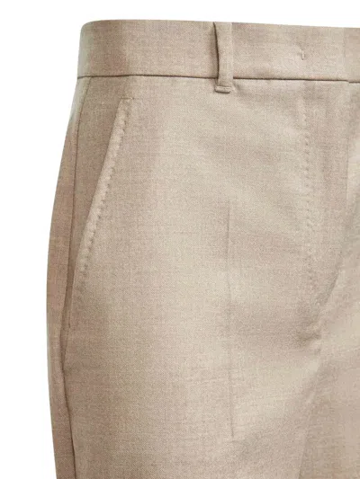 Max Mara Tailored Trousers With Belt Loops And Pockets In Neutral