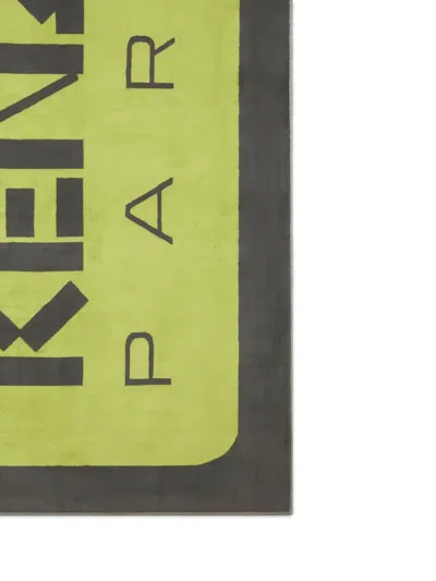 Kenzo Label Rectangle Beach Towel In Green
