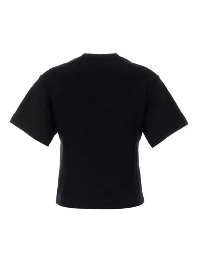 Gimaguas Short Sleeve Cropped T-shirt Keyhole Detail In Black